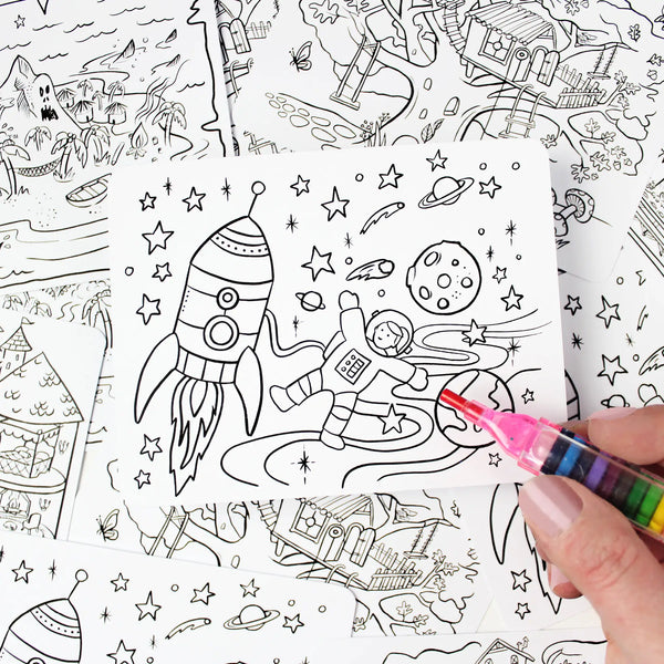 COLOURING SET - KIDS POSTCARDS (Box of 12)
