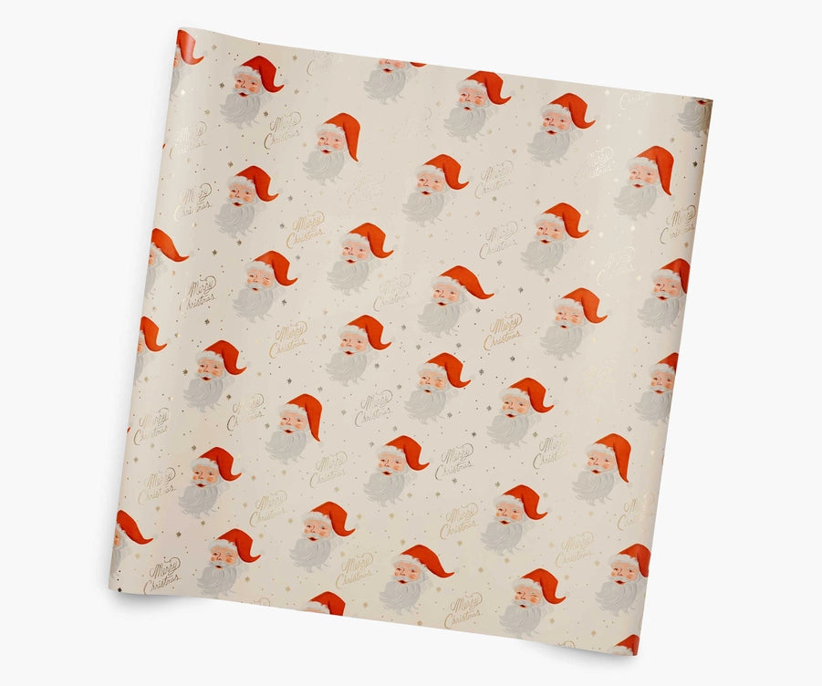 GIFT WRAP ROLL - RIFLE PAPER CO. VINTAGE SANTA MERRY CHRISTMAS