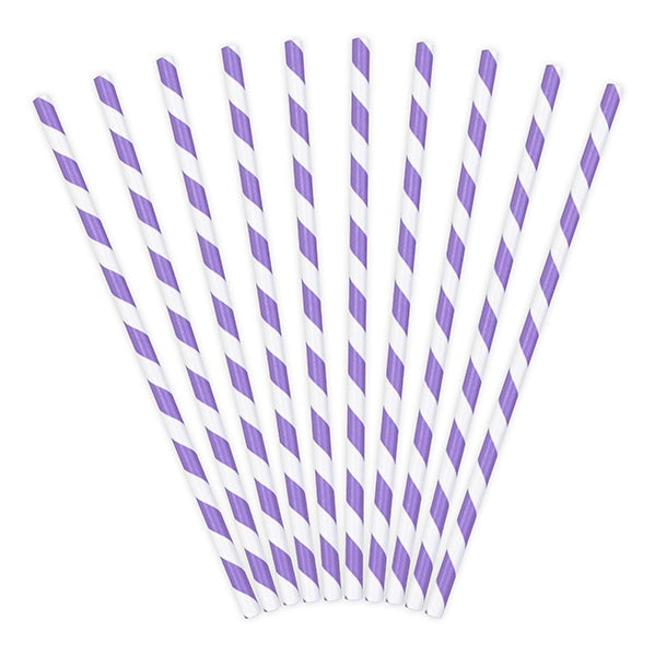 STRAWS - STRIPEY LAVENDER (10 pack)