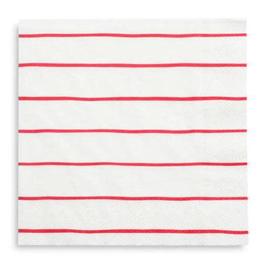 NAPKINS LARGE - RED DAYDREAM SOCIETY FRENCHIE STRIPES CANDY APPLE