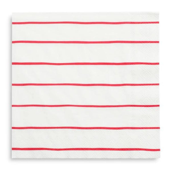 NAPKINS LARGE - RED DAYDREAM SOCIETY FRENCHIE STRIPES CANDY APPLE