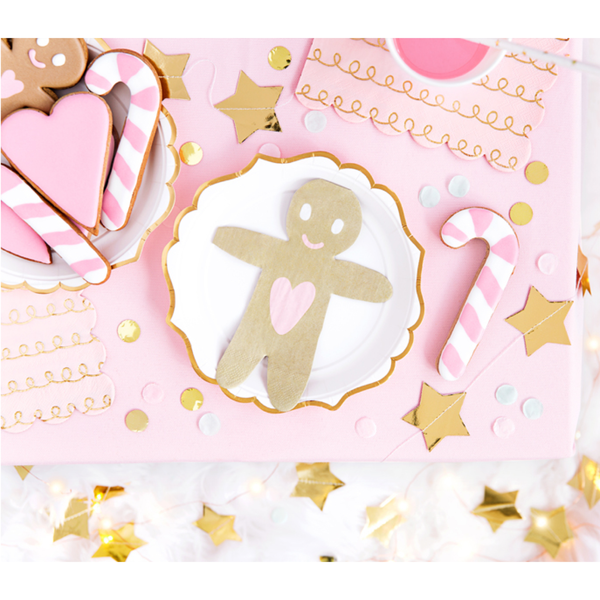 NAPKINS SMALL - CHRISTMAS GINGERBREAD MAN HEART