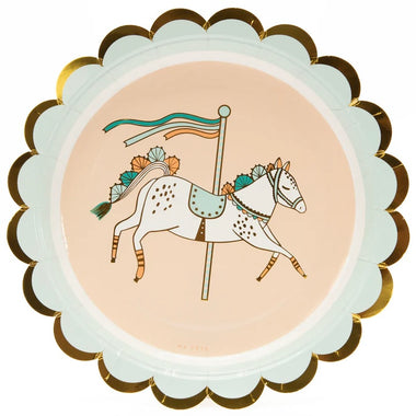 PLATES XL DINNER - CIRCUS FUN FAIR SCALLOP CAROUSEL HORSE