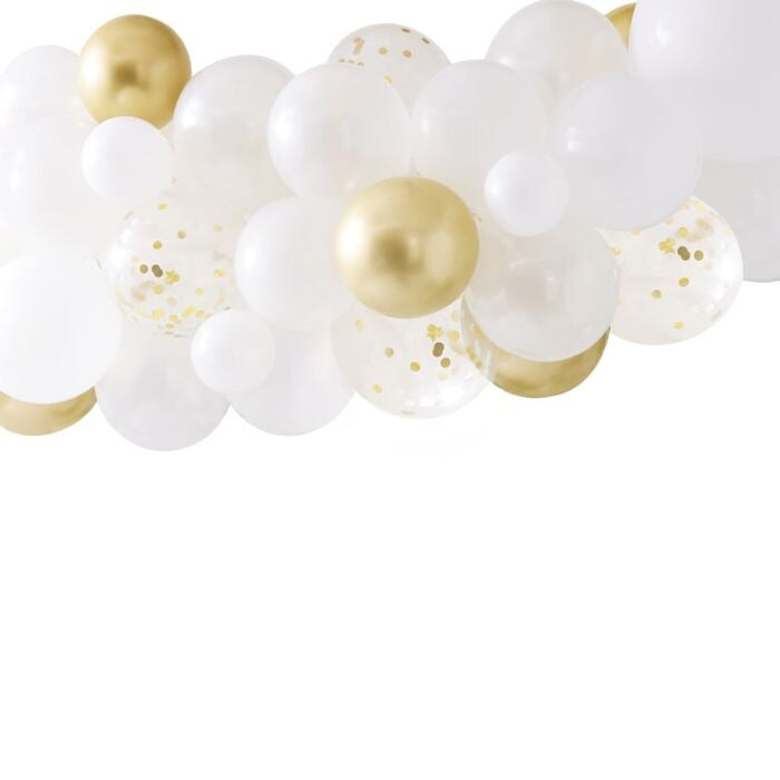 BALLOON GARLAND - WHITE + GOLD CHROME GINGER RAY