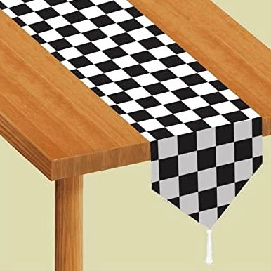 TABLERUNNER - CHECKERED BLACK + WHITE (11x72 inch)