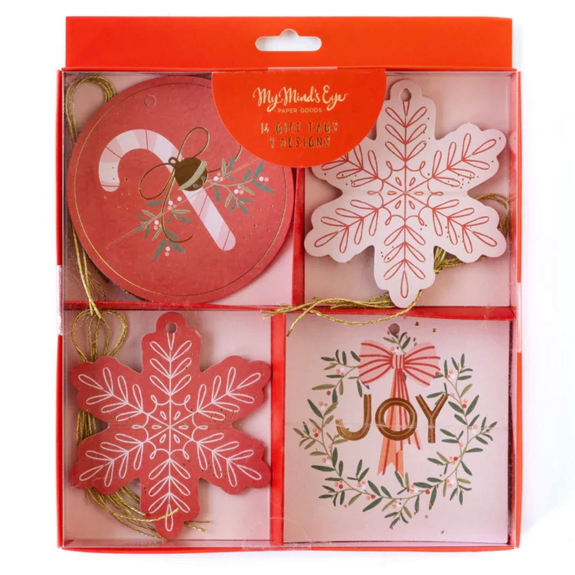 GIFT TAG SET - PINK AND RED JOY