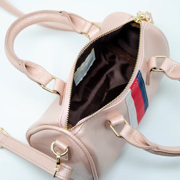 DUFFLE BAG - STRIPED LEATHER BLUSH