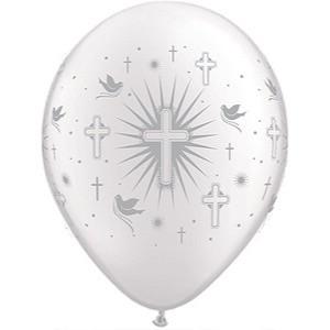 BALLOON BAR - CROSSES SILVER 11", Balloons, QUALATEX - Bon + Co. Party Studio