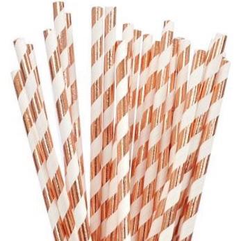 STRAWS - STRIPEY ROSE GOLD FOIL, STRAWS, BON + CO - Bon + Co. Party Studio