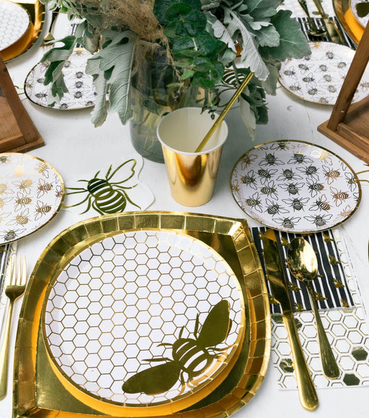 PLATES LARGE - ANIMAL BEE GOLD HONEYCOMB