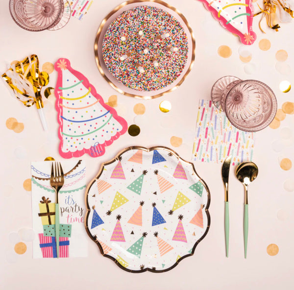 PLATES SMALL - PINK PARTY HAT DESSERT