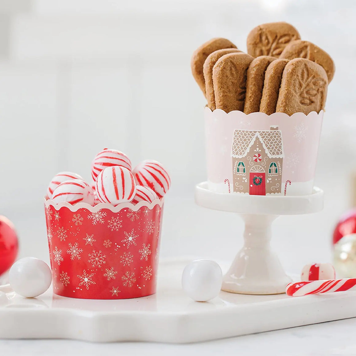 FOOD CUPS - CHRISTMAS GINGERBREAD HOUSES (PACK OF 50)