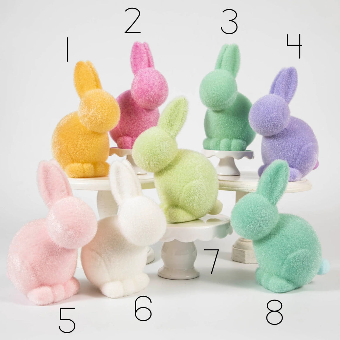 FLOCKED BUNNY - MEDIUM SEATED WITH TAIL