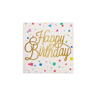 NAPKINS SMALL - MIXED GOLD FOIL HAPPY BIRTHDAY CONFETTI