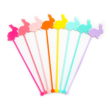 ACRYLIC DRINK STIR STICKS - RAINBOW BUNNIES