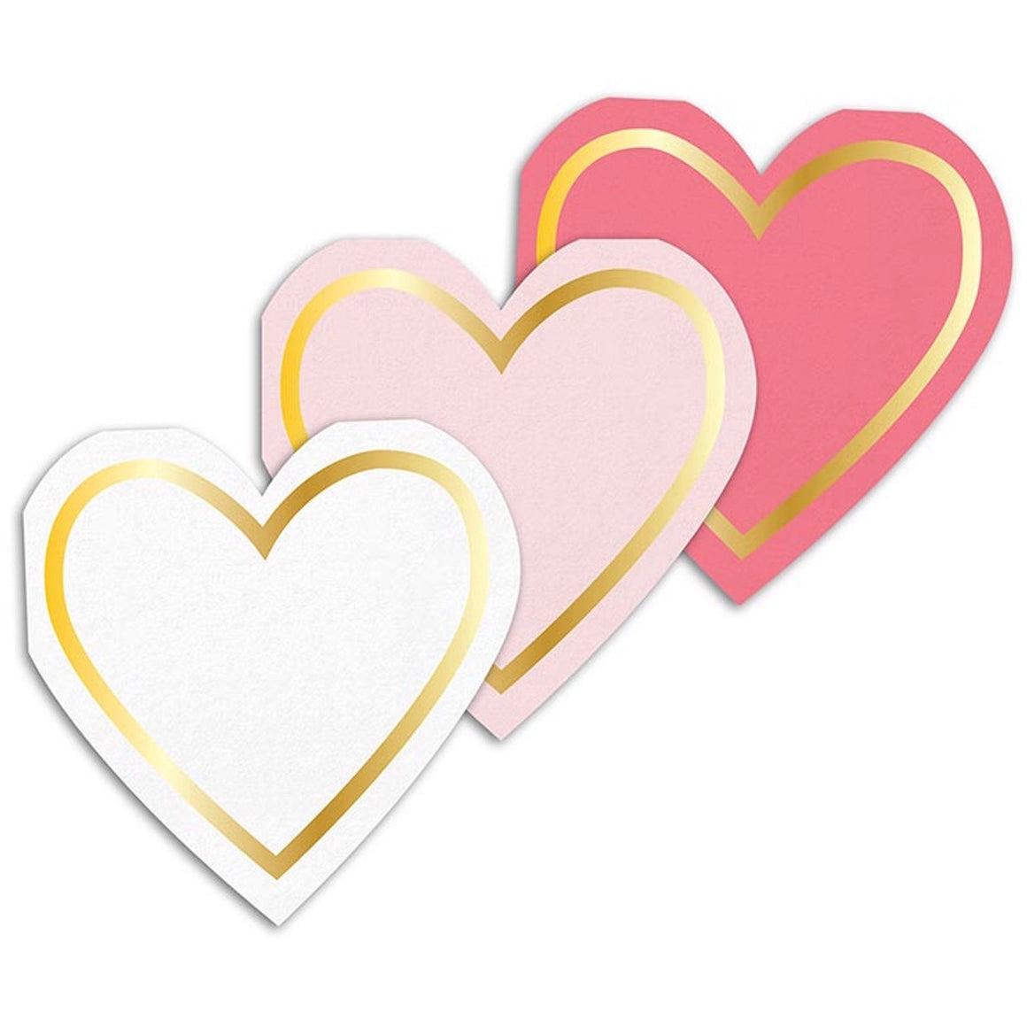 NAPKINS SMALL - VALENTINES HEART TRIO WITH GOLD (Pack of 24)