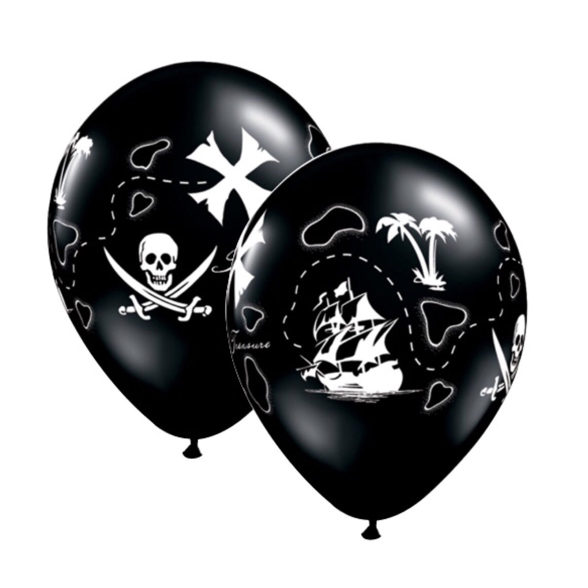 BALLOON BAR - SEA LIFE PIRATE’S TREASURE MAP BLACK 11", Balloons, QUALATEX - Bon + Co. Party Studio