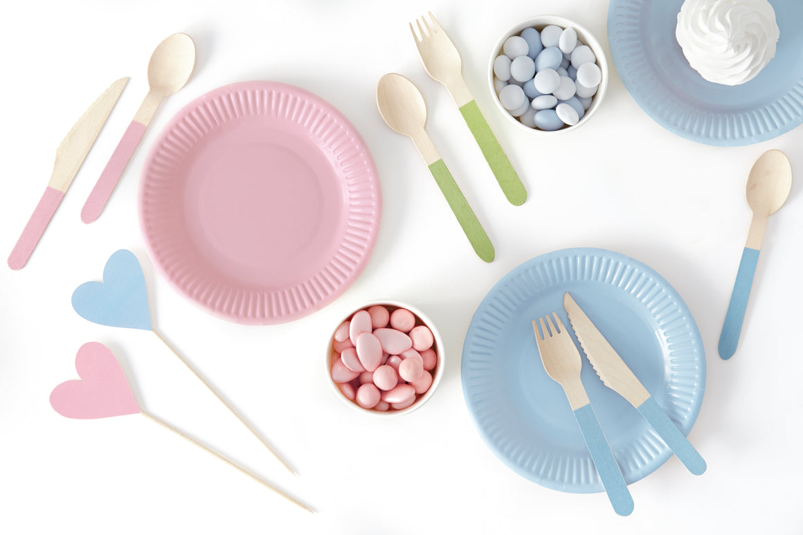 WOODEN CUTLERY SET - PASTEL RAINBOW MIX (for 6)