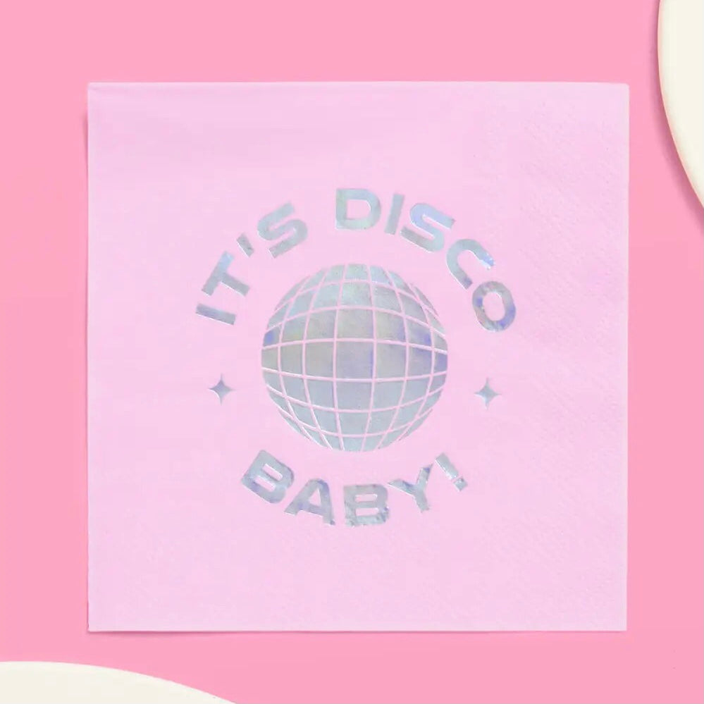 NAPKINS SMALL - PINK GROOVY IT’S DISCO BABY (Pack of 25)