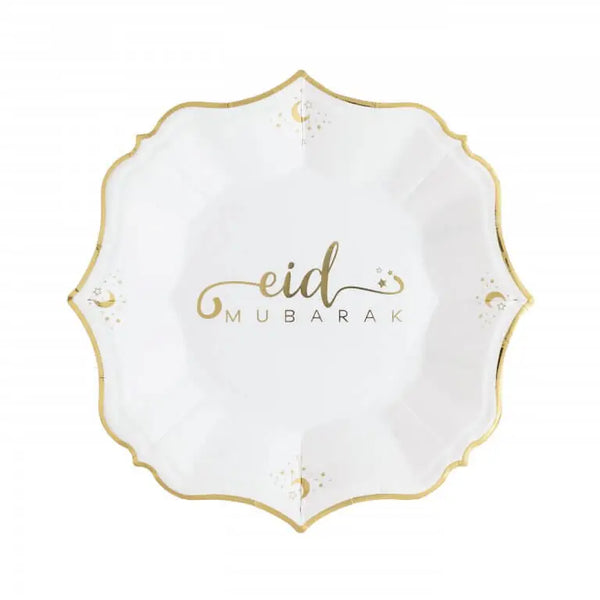 PLATES SMALL - WHITE DESSERT SCALLOPED WHITE LINEN EID MUBARAK