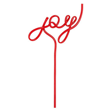 DECORATIVE REUSABLE STRAWS - SCRIPT WORD STRAWS JOY RED