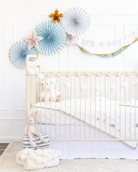 PARTY FANS - PINWHEELS BABY BLUE