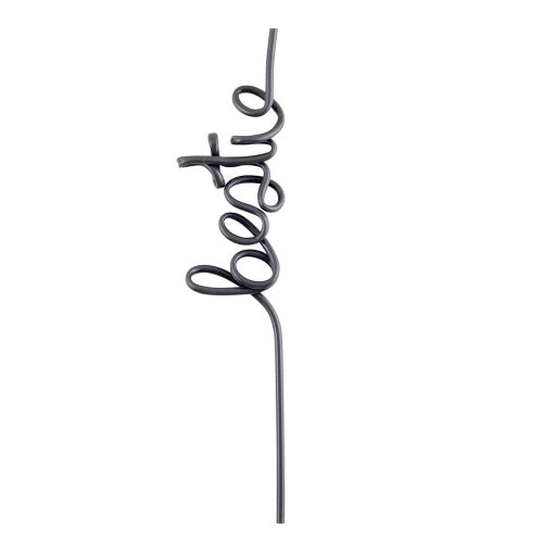 DECORATIVE REUSABLE STRAWS - SCRIPT WORD STRAWS BESTIE CHARCOAL GREY