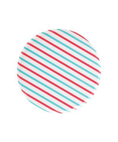 PLATES - SMALL CHERRY + SKY STRIPE OH HAPPY DAY, PLATES, Oh happy day - Bon + Co. Party Studio