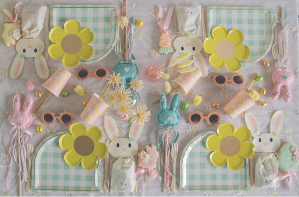 PLATES LARGE - GREEN MINT GINGHAM ARCH