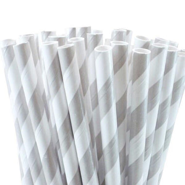 STRAWS - STRIPEY SILVER MATTE
