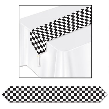 TABLERUNNER - CHECKERED BLACK + WHITE (11x72 inch)
