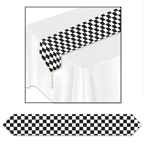 TABLERUNNER - CHECKERED BLACK + WHITE (11x72 inch)