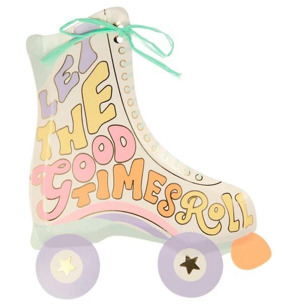 PLATES LARGE - PASTEL MIXED GROOVY RETRO ROLLERSKATE