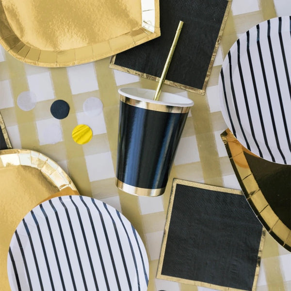 NAPKINS SMALL - BLACK & GOLD NOIR POSH