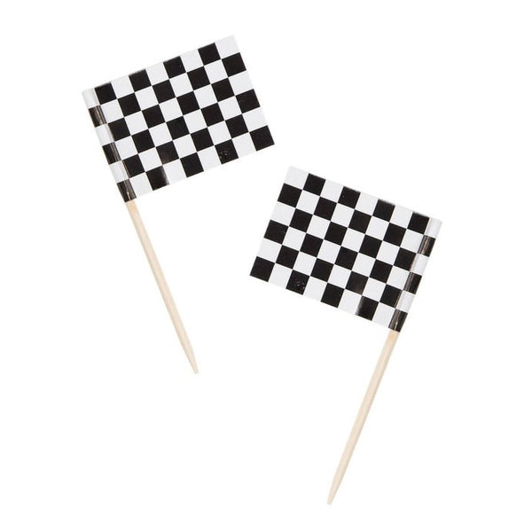 FOOD PICKS - CHECKERED RACING FLAGS