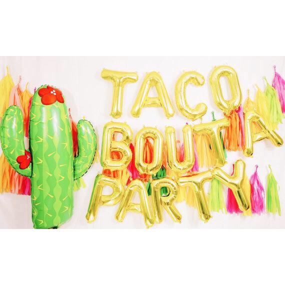 BALLOONS - FIESTA CACTUS WITH FLOWER, Balloons, BETALLIC - Bon + Co. Party Studio