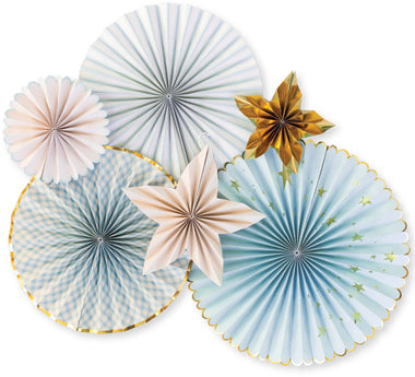 PARTY FANS - PINWHEELS BABY BLUE