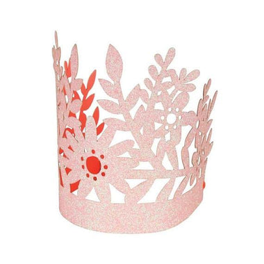PARTY HATS - CROWNS GLITTER PINK FLOWER 8 PACK, EXTRAS, MERI MERI - Bon + Co. Party Studio