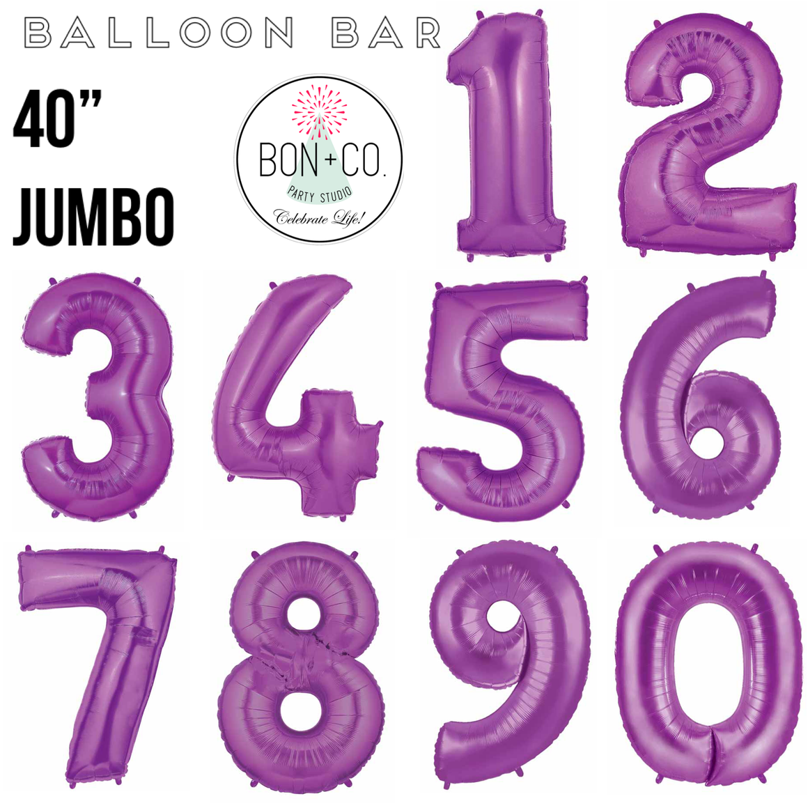 BALLOON BAR - 40" JUMBO NUMBER PURPLE
