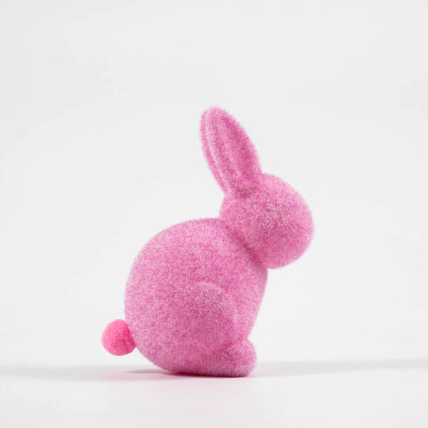 FLOCKED BUNNY - MEDIUM SEATED WITH TAIL