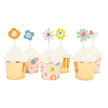 CUPCAKE KIT - FLORAL (Set of 24 cups & toppers)