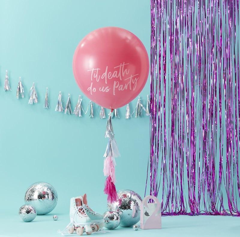 BALLOONS - 36" JUMBO TIL DEATH DO US PARTY WITH TASSELS, Balloons, GINGER RAY - Bon + Co. Party Studio