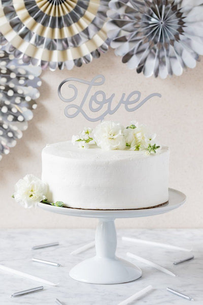 CAKE TOPPER - ACRYLIC LOVE SILVER MY MINDS EYE
