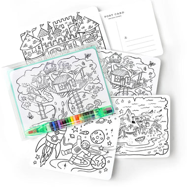 COLOURING SET - KIDS POSTCARDS (Box of 12)