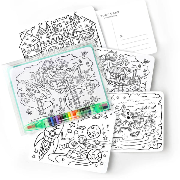 COLOURING SET - KIDS POSTCARDS (Box of 12)