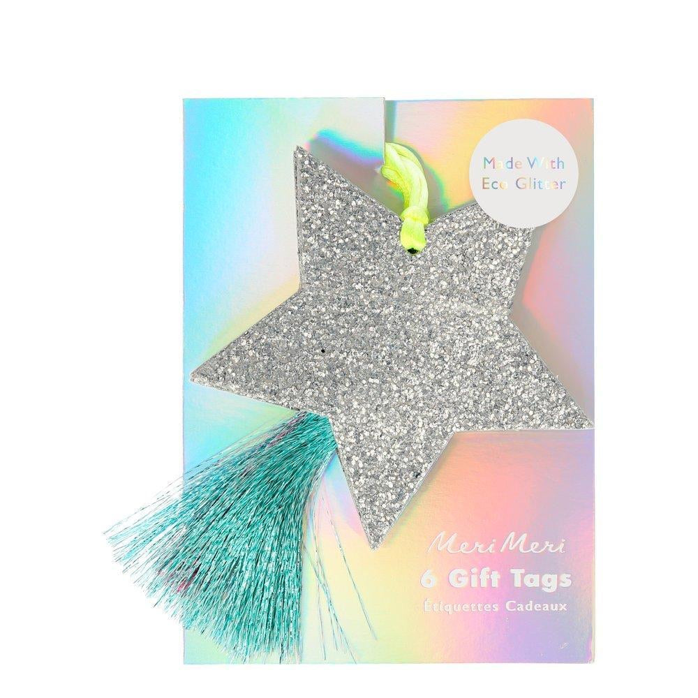 GIFT TAGS - SILVER SPARKLE STARS