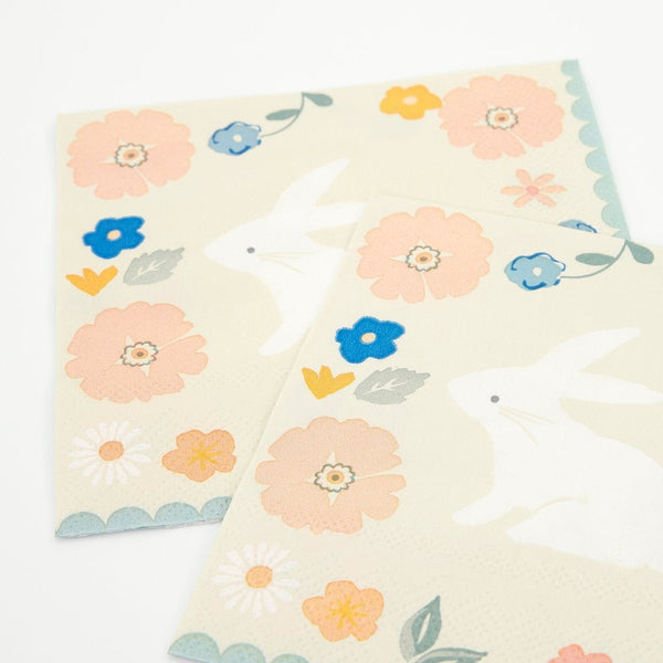 NAPKINS SMALL - ANIMAL BUNNY FLORAL EASTER