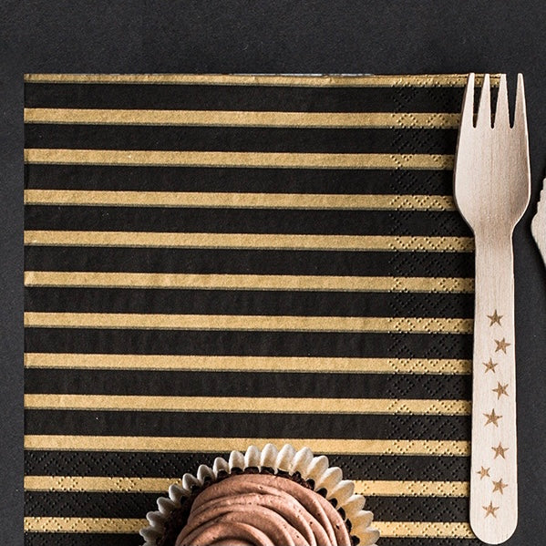NAPKINS LARGE - BLACK + GOLD STRIPE
