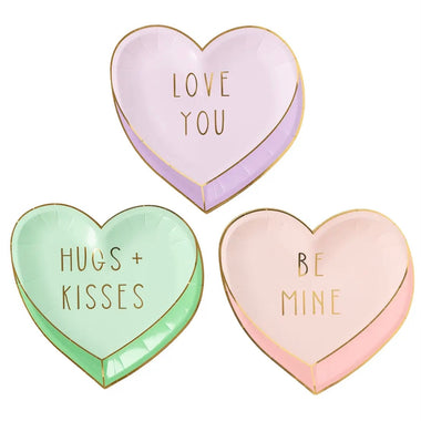 PLATES SMALL - VALENTINES CONVERSATION HEART PASTEL TRIO