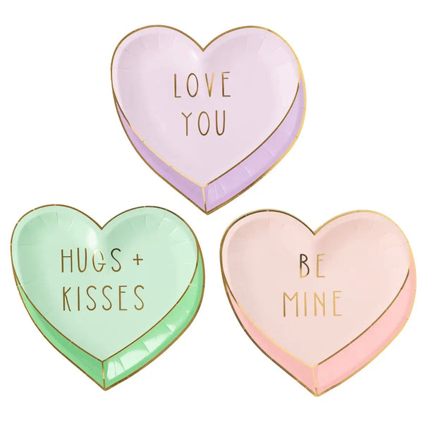 PLATES SMALL - VALENTINES CONVERSATION HEART PASTEL TRIO